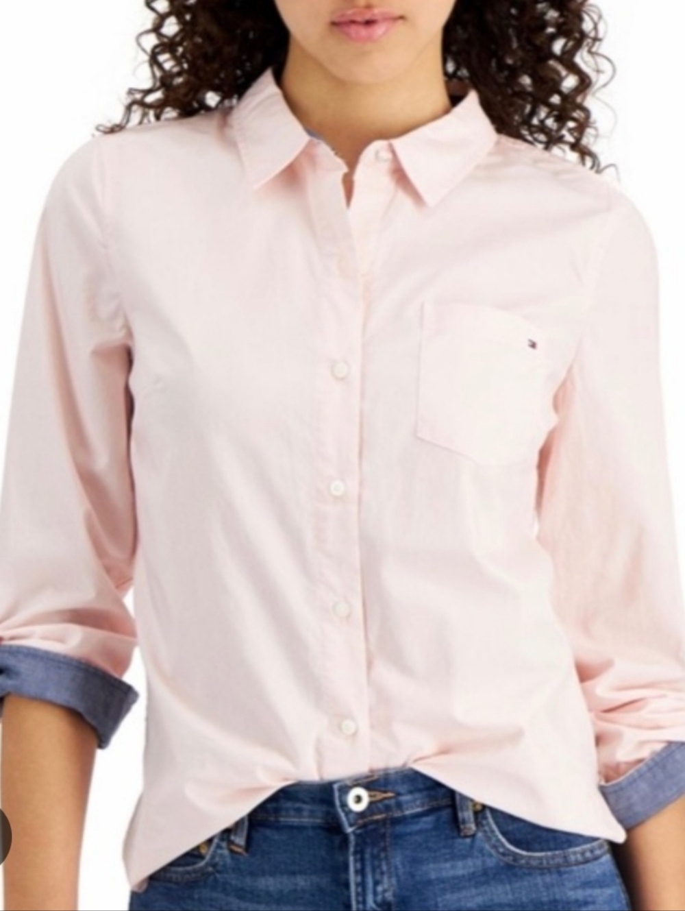 Tommy Hilfiger Men's Light Pink Long-Sleeve Button-Down Shirt